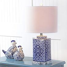 JONATHAN Y Blue and White Choi 23" Chinoiserie LED Table Lamp