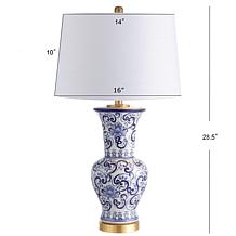 JONATHAN Y Blue and White Leo 28.5" Chinoiserie LED Table Lamp
