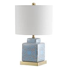 JONATHAN Y Blue White Catherine 22" Ginger Jar Ceramic LED Table Lamp