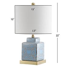 JONATHAN Y Blue White Catherine 22" Ginger Jar Ceramic LED Table Lamp