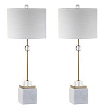 JONATHAN Y Brass Dawson 30" Marble and Crystal Set of 2 Table Lamps