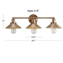 JONATHAN Y Brass Gold August 26.5" 3-light Metal Vanity Light
