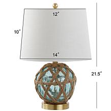JONATHAN Y Brown Aqua Andrews 21.5" Glass Rope Table Lamp