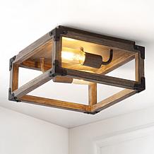 Jonathan Y Brown Darlene 13" 2-Light Iron Rustic LED Flush Mount