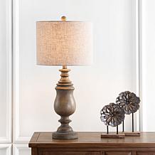 JONATHAN Y Brown Faux Wood Abeline 28.5" Resin LED Table Lamp
