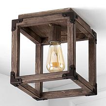 Jonathan Y Brown Magnolia 8" Iron Rustic Farmhouse LED Flush Mount