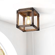 Jonathan Y Brown Magnolia 8" Iron Rustic Farmhouse LED Flush Mount