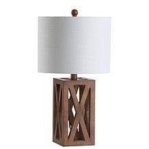 Jonathan Y Brown Stewart 21.5" Wood LED Table Lamp