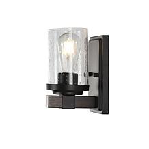 Jonathan Y Bungalow 4.5" Iron/Seeded Glass Rustic LED Vanity Light