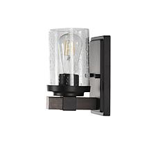 Jonathan Y Bungalow 4.5" Iron/Seeded Glass Rustic LED Vanity Light