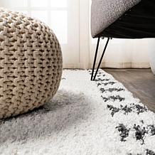 JONATHAN Y Calvia Moroccan Diamond Shag White/Black 2' x 10' Runner