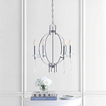 JONATHAN Y Chrome Laura 23" Crystal Metal LED Pendant