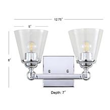 JONATHAN Y Chrome Marion 12.75" 2-light Hurricane Vanity Light