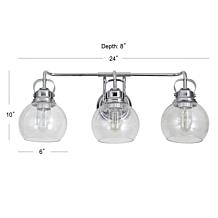 JONATHAN Y Chrome Shirley 24" 3-light Metal Bubbled Glass Vanity Light
