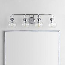 JONATHAN Y Chrome Shirley 34" 4-light Metal Bubbled Glass Vanity Light