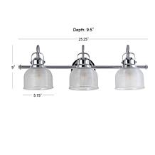 JONATHAN Y Chrome Virginia 25.25" 3-light Metal Glass LED Vanity Light
