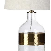 JONATHAN Y Clear and Brass Stevens 25.5" Glass LED Table Lamp