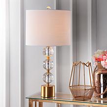JONATHAN Y Clear Brass Ashley 25.25" Crystal LED Table Lamp