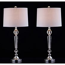 JONATHAN Y Clear Emma 29.5" Crystal LED Set of 2 Table Lamp