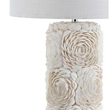 JONATHAN Y Cream Rosette 28.5" Seashell Resin Crystal LED Table Lamp