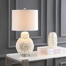 JONATHAN Y Cream Seashell Rosette 24" LED Table Lamp