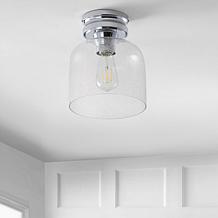 Jonathan Y Domenic 7.75" Metal and Bubbled Glass LED Flush Mount Light