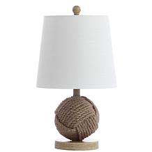 Jonathan Y Natural Monkey Fist 18" Rope Ball LED Table Lamp