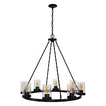 Jonathan Y Pablo Ring 33.5" 8-Light Iron & Seeded Glass LED Chandelier
