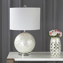 JONATHAN Y Pearl White Zuri 23.5" Capiz Seashell Sphere LED Table Lamp