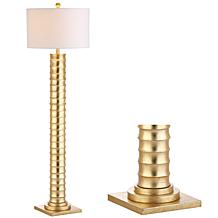 Jonathan Y Serena 63" Metal LED Floor Lamp in Gold Leaf