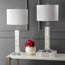 JONATHAN Y White Bailey 32" Seashell LED Set of 2 Table Lamps
