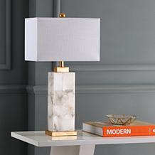 JONATHAN Y White Gold Leaf Elizabeth 27.5" Alabaster LED Table Lamp