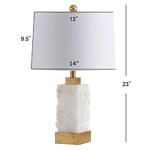 JONATHAN Y White Gold Leaf Eloise 23" Alabaster Metal LED Table Lamp