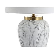 JONATHAN Y White Gold Prague 28" Ceramic Marble LED Table Lamp