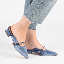 Journee Collection Women's Velvet Pointed-Toe Jewel Flat