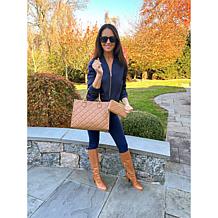 Joy First Class Luxury Leather Quilted Handbag & Clutch Wallet