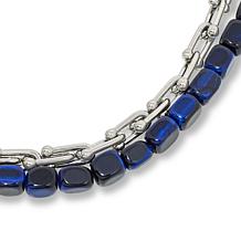 KALIFANO 20" Gemstone and Chain-Link Layered Necklace