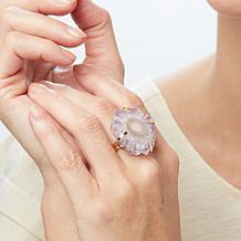 KALIFANO Amethyst Stalactite Goldtone Adjustable Ring