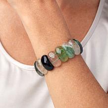 KALIFANO Gemstone Faceted Oval Station Stretch Bracelet
