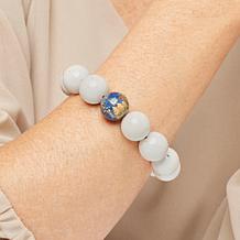 KALIFANO Globe Accent Gemstone Bead Stretch Bracelet