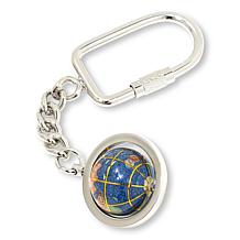KALIFANO Lapis and Multigemstone World Globe Keychain