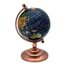 KALIFANO Multigemstone Globe and Base Metal Stand