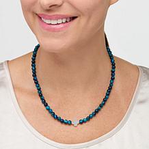KALIFANO Tiger's Eye Bead Necklace with Mother-of-Pearl Accent