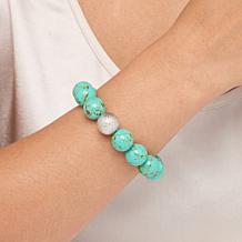 KALIFANO Turquoise-Color Howlite Bead Stretch Bracelet