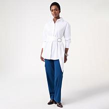 KAP by Kaphill Stretch Poplin Belted Shirt