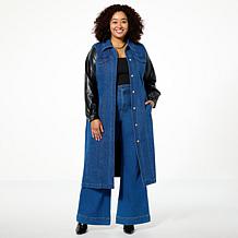 kathy ireland® Fashion 360 Denim British Tower Maxi Trench Coat
