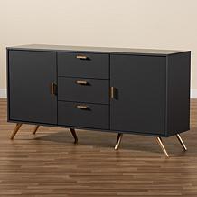 Kelson Dark Grey and Gold Finished Wood 2-Door Sideboard Buffet