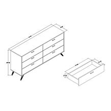 Kelson Dark Grey and Gold Finished Wood 6-Drawer Dresser