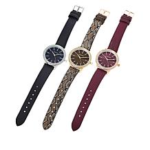 Kessaris Set of 3 Faux Leather Strap Watches