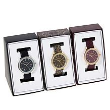 Kessaris Set of 3 Faux Leather Strap Watches